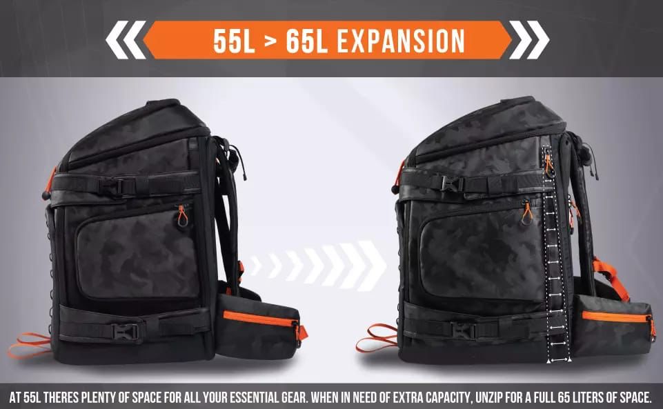 Ski boot bag backpack with various compartments and gear