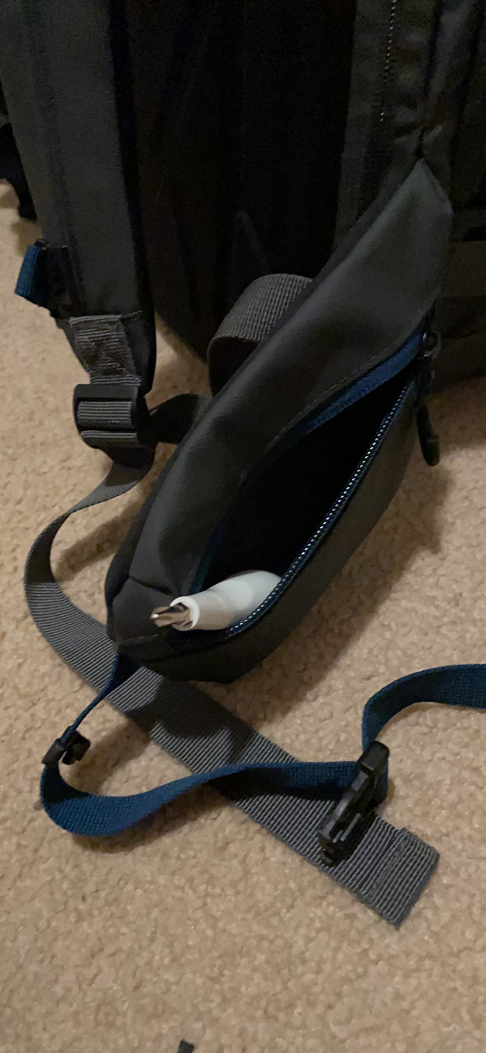 Close-up of the bag's logo